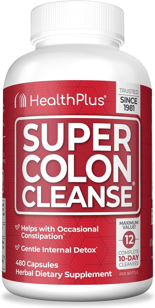 Health Plus Super Colon Temizse 120 Gün İhraçlı Refer, Psyllium Husk, Constipation Relief & Digestive Support, 480 Capsules
