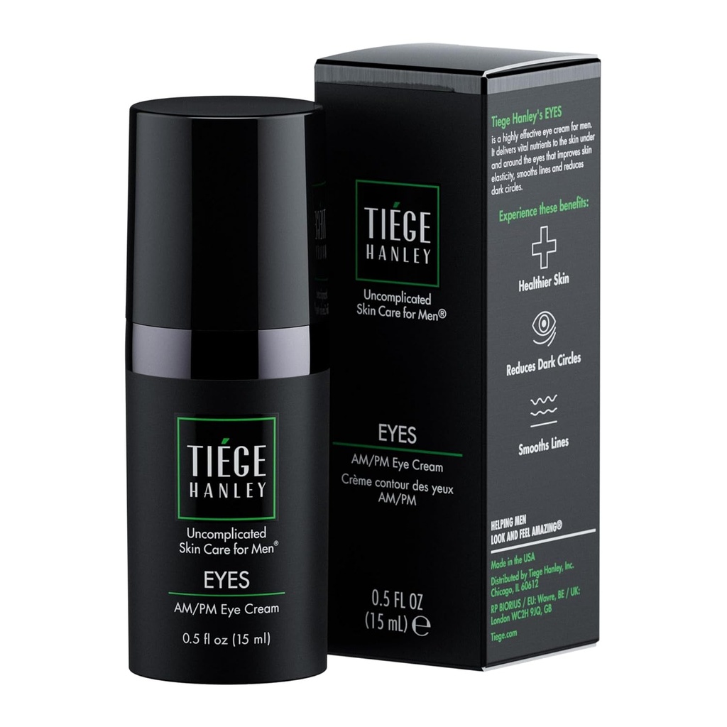 Tiege Hanley Eye Cream for Men | The Dark Circles,bag under Eyes, Puffiness & Crow's Feet - Anti-Aging Under Eye Treatment, 0,5 oz