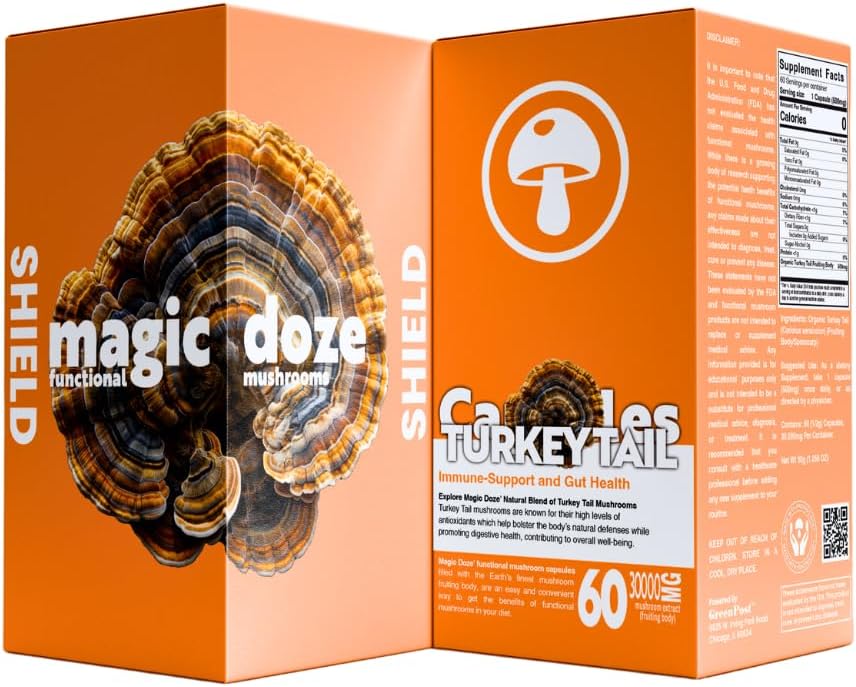 Magic DozeTM Türkiye Tail Mushroom Capsules - Immune Support & Digestive Health