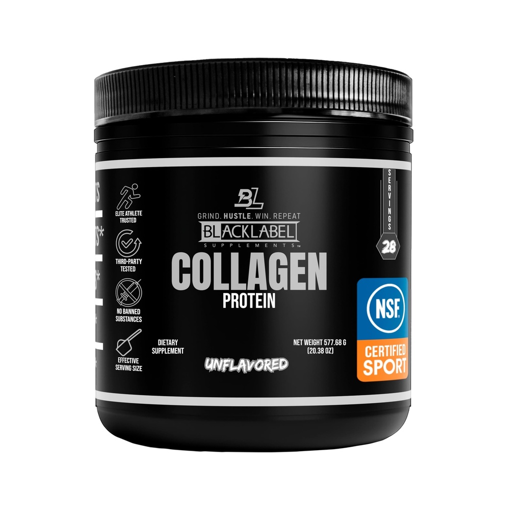 Blacklabel Unflavored Collagen Peptides protein Tozu – NSF Spor için sertifikalı – Ortak, Tendon ve Ligament Desteği için Hidrolyzed Collagen Toz - Kurtarma için Collagen ile Protein – 28 Hizmet