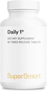 Supersmart - Daily 1® Timed Release - Kadınlar ve Erkekler için Multivitamin Supplement - BioPQ®, A, B, C, D & E, Biotin, Quercetin & Fisetin | Made in USA | Non-GMO & Gluten Free - 60 Tablet