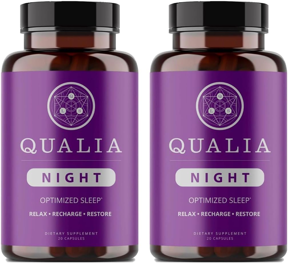 Qualia Night Sleep Aid | Non-Habit Format | Science-Backed Supplement for Deep Renoing Sleep | Melatonin-Free, Vegan, Non-GMO, Gluten-Free