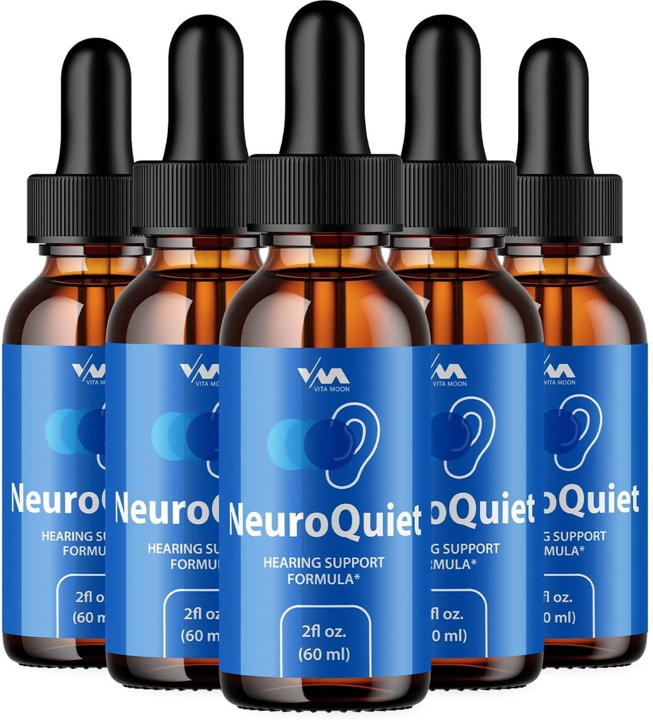 (5 Pack) NeuroQuiet σταγόνες - Neuro Quiet Advanced Formula Υποστήριξη ακοής, Γνωστική υγεία, και Γενική ευεξία, 5 Μήνες προσφοράς