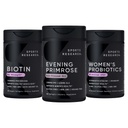 Sports Research Evening Primrose Supplement from Cold Pressed Oil, Vegan Biotin 10.00006 with Coconut Oil & Women's Probiyotiks with Prebiyotiks, 65 Milyar CFU