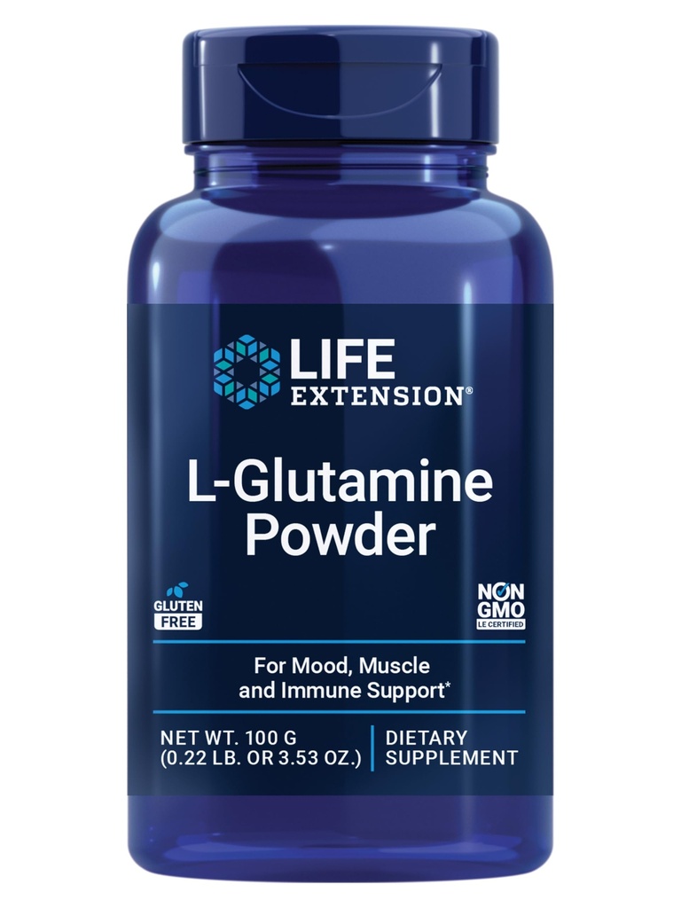 Life Extension L-Glutamine Toz, Amino Asit, Supports Muscle Health and Immune Health, Gluten-Free, Non-GMO, Vegetarian, 100 Grams