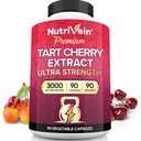 Nutrivein Premium Tart Cherry Capsules 3000 mg: Ultra Strength Tart Cherry Extract Supplement for Post-Athletic Recovery, Detox, Rest, & Mobility