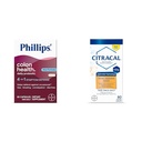 Phillips' Colon Health Daily Probiyotik Capsules, 4-in-1 Symptom Defense & Citracal Slow release 1200, 1200 mguba Citrate ve Kalsiyum Karbonat