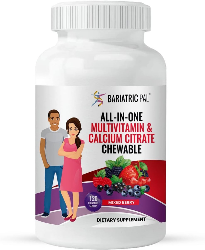 BariatricPal "All-in-ONE Chewable Multivitamin withuba Citrate & Iron - Karma Berry (30-Day Supply)