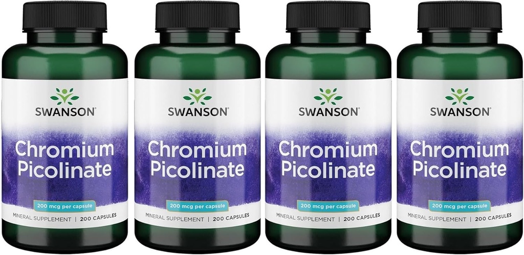 Swanson Chromium Picolinate - Doğal Supplement Metabolism & Kilo Yönetimi - Normal Adam İçinde Sağlıklı Seviyeler - (200 Capsules, 200mcg each)