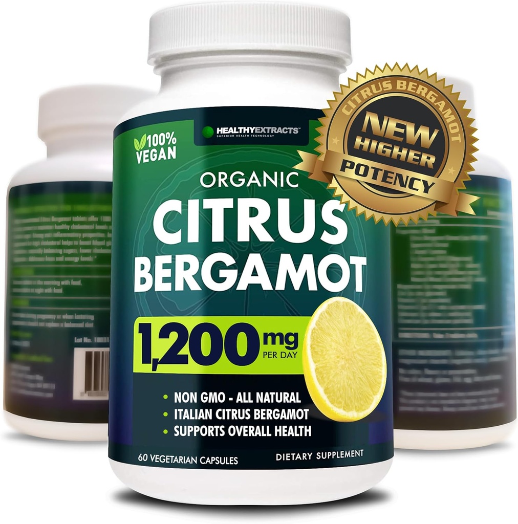 Citrus Bergamot Supplement – 150:1 Extract, 1200mg ανά Σερβίρισμα, 80% Πολυφαινόλες, Συμπλήρωμα για Υψηλή Χοληστερόλη, Ιταλική Πηγή, 60 Count, 1 μήνα προσφοράς, Made in The USA