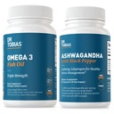 Dr. Tobias Omega 3 Fish Oil and Ashwagandha Capsules, Support General Wellness & Balanced Energy & Resilience, Non-GMO