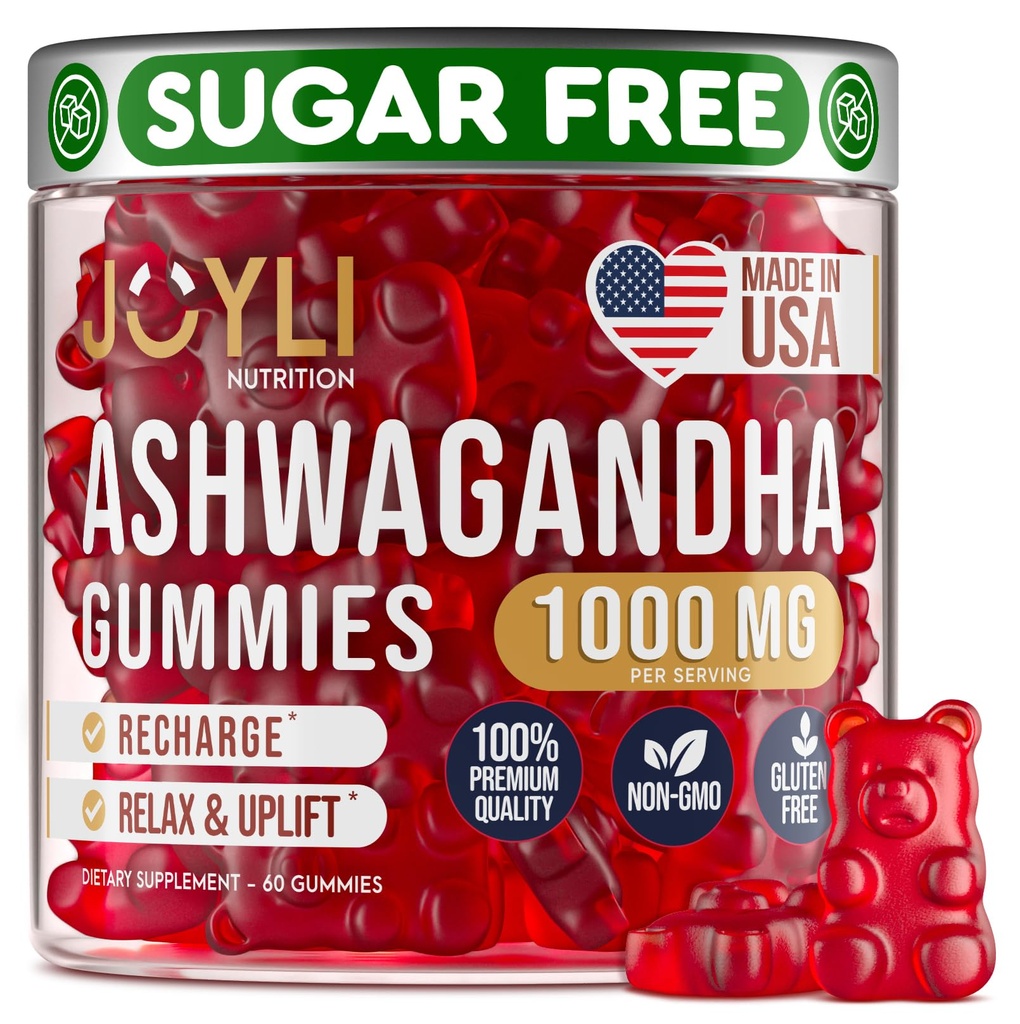 Kadın ve Erkekler için Ashwagandha Gummies – Doğal Calm Gummies with Ashwagandha Root Extract Vitamin C çinko - Ashwagandha Herbal Supplement for Sleep Stres Dengesi - 60 Vegan Sugar Free Chews