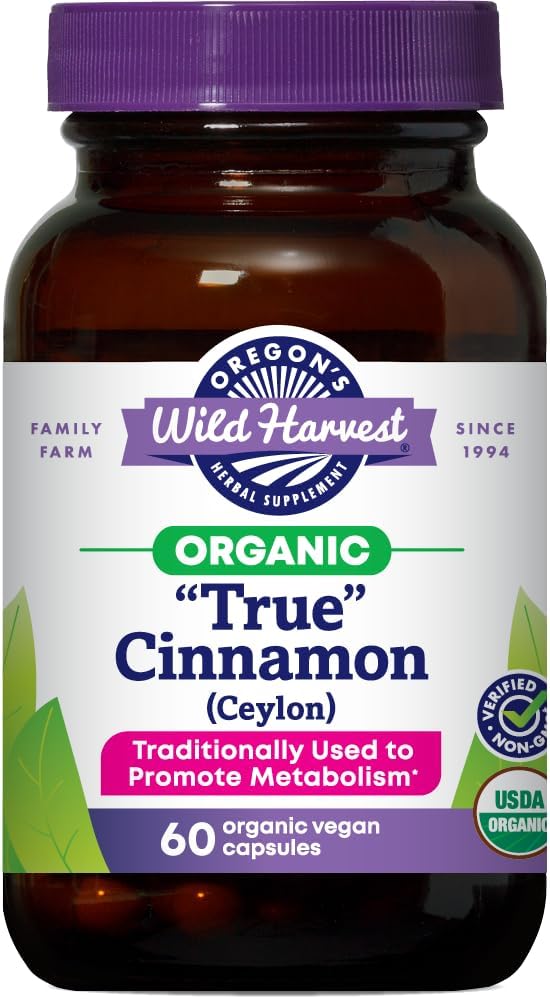 Oregon'un Vahşi Parası Organik Gerçek Cinnamon Ceylon 60 Kont Vegan Capsules