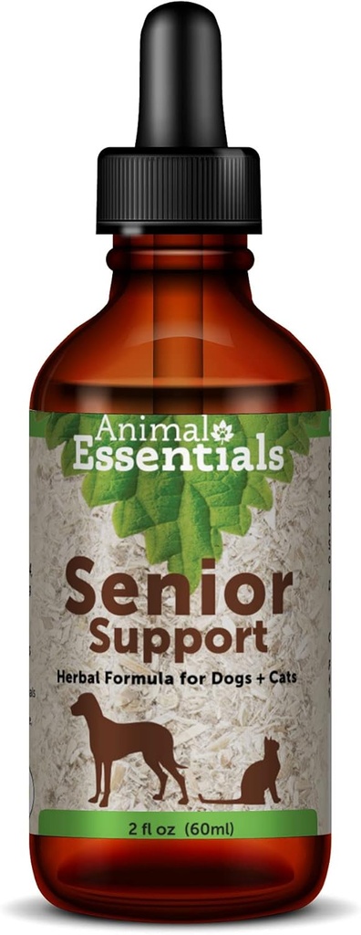 Animal Essentials Senior Support for Dogs & Cats Supplement - Γαϊδουράγκαθο γάλακτος, για Γάτες & Σκύλους, Υποστήριξη νεφρών κατοικίδιων ζώων, συμπλήρωμα βοτάνων - 2 fl Oz