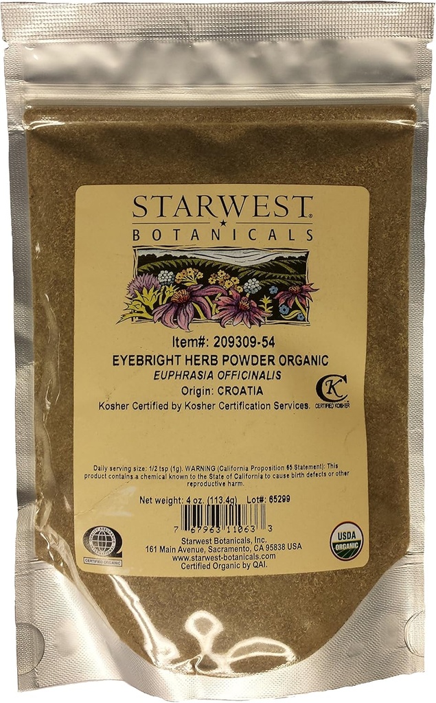 Eyebright Herb Toz Og - 4 Oz, (Starwest Botanicals)