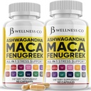 Ashwagandha Maca Root Fenugreek Supplement with Tongkat Ali Ginseng - Mood & Thyroid Health - USA'da Yapıldı - 120 Kont