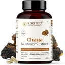 ROOTED Actives, Sibiryan Chaga Mushroom Extract, Sertifikalı Organik|% 35 Beta Glucans - Lab Onaylandı | Antioksi & Vitality Support (60 Veg Caps)