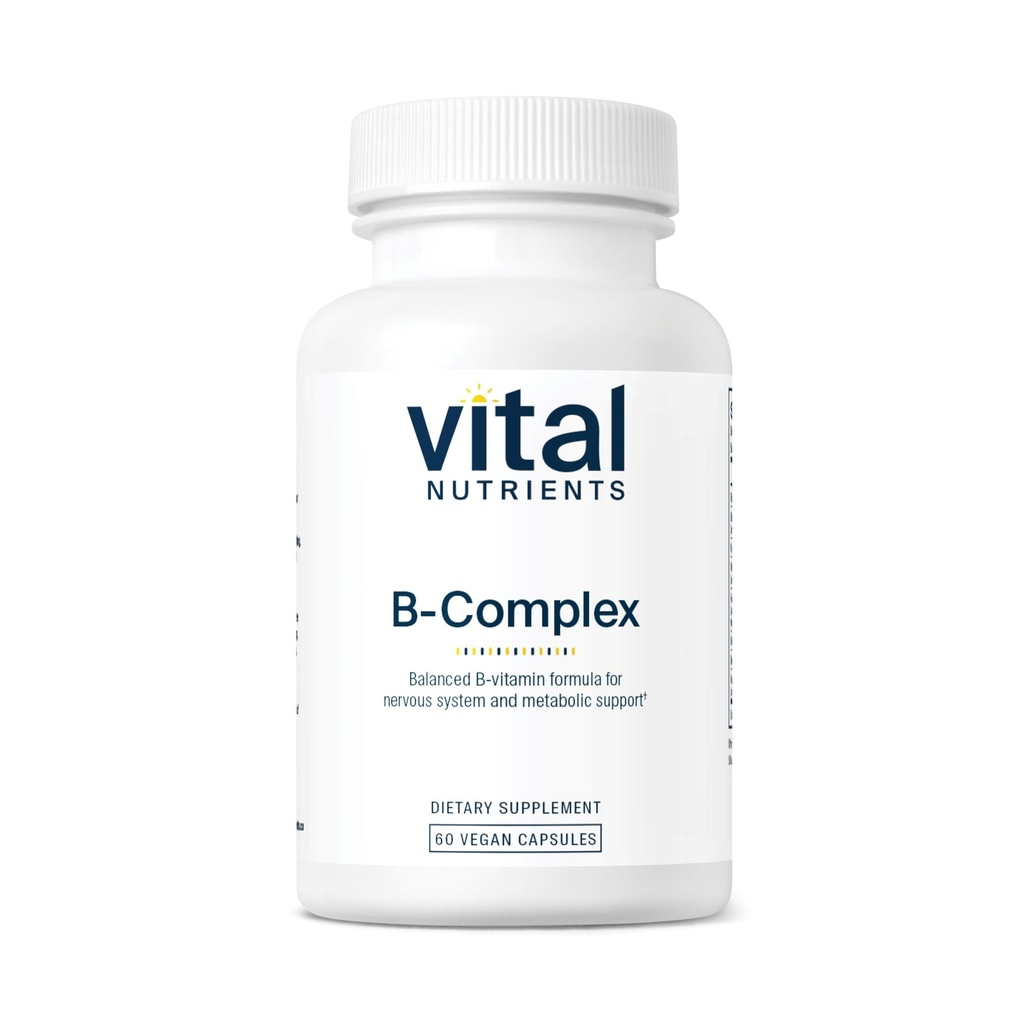 Vital Nutrients B-Complex | Vegan High-Potency Me Complex Vitaminleri | B Vitaminleri Destek Enerji Üretimi, Metabolism ve Kalp Sağlığı * | Gluten, Süt, Soy Free | 60 Capsules