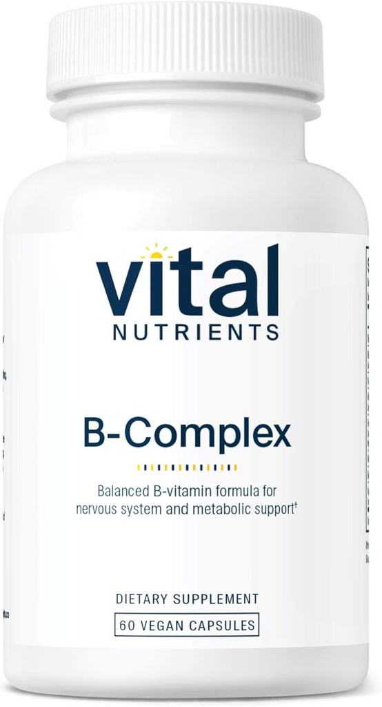 Vital Nutrients B-Complex | Vegan High-Potency Me Complex Vitaminleri | B Vitaminleri Destek Enerji Üretimi, Metabolism ve Kalp Sağlığı * | Gluten, Süt, Soy Free | 60 Capsules