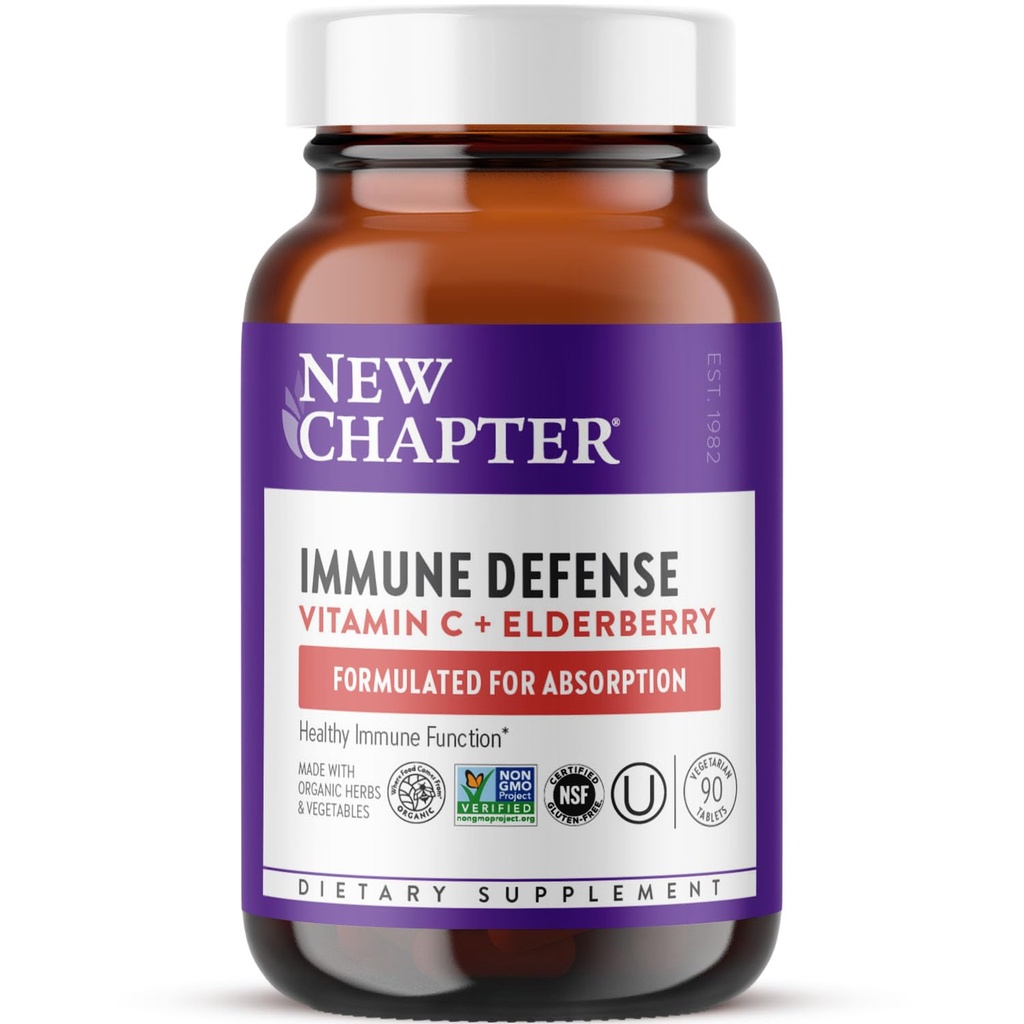 Yeni Bölüm® Vitamin C Immune Defense Supplement + Elder – Sağlıklı Immune Desteği için Bir Günlük Tablet Organik Herbs, Non-GMO, Gluten Free, 90 ct