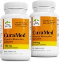 Terry φυσικά CuraMed 500mg - Αντιοξειδωτικό συμπλήρωμα για την υποστήριξη του εγκεφάλου & ανοσοποιητικών υγείας - συμπλήρωμα με αιθέριο έλαιο κουρκουμίνης & κουρμερικής - βοτανική υποστήριξη ήπατος - 60 Softgels (πακέτο του 2)