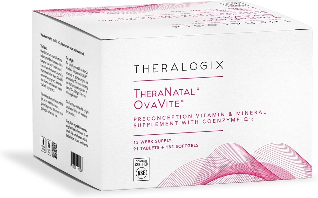Theralogix TheraNatal OvaVite Preconception Vitamins - 13-Week Supply - Prenatal Vitamins & Ferttitude Supplement for Women with CoQ10* - NSF sertifikalı - 91 Tabs, 182 Softgels (91 Hizmet)