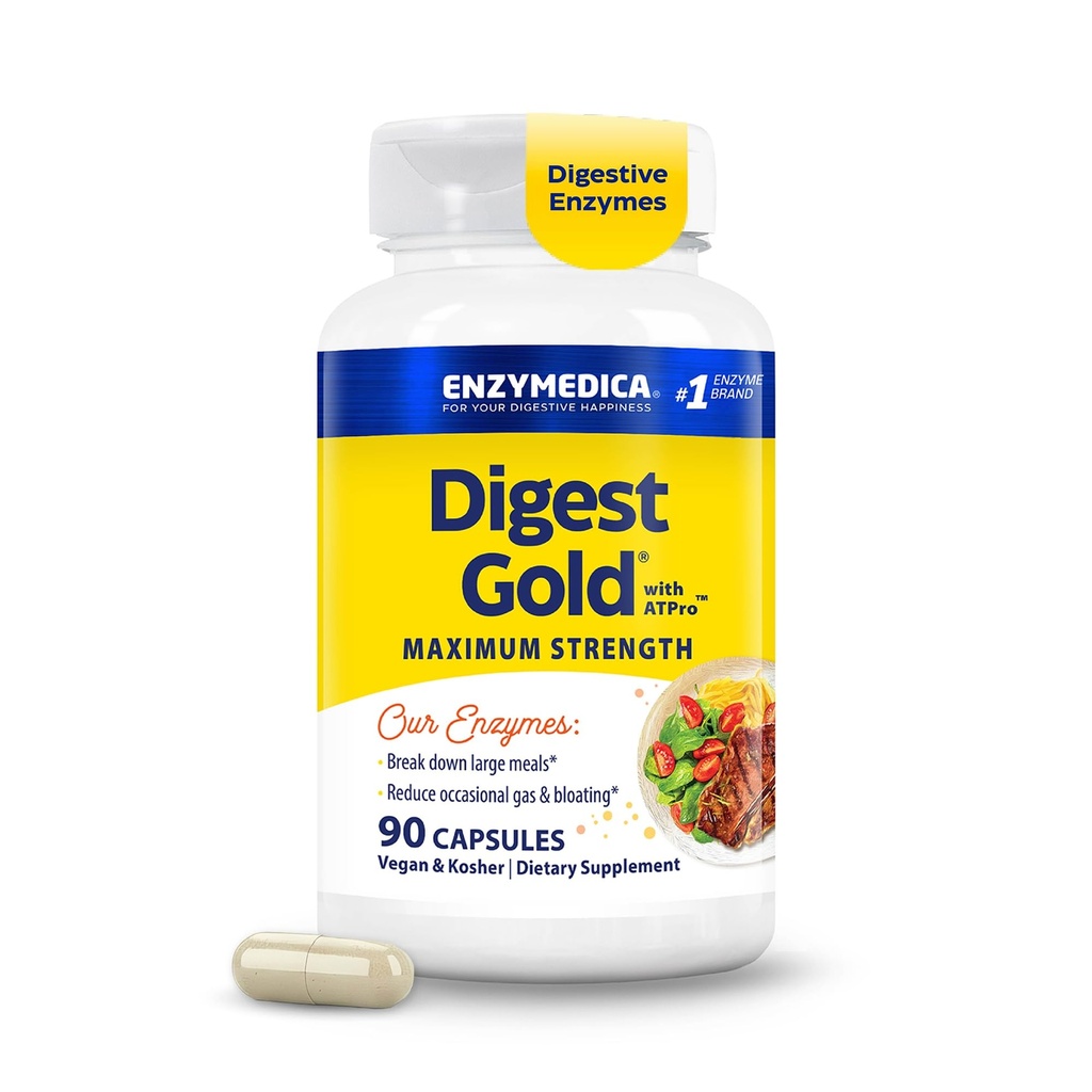 Enzymedica Digest Gold + ATPro, maksimum Güçlü, Hızlı Oyuncu, Bloating ve Gas için büyük Meals'a yardım eder, 90 Capsules