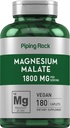 Piping Rock Magnezyum Malate | 1800 mg | 180 Caplets | Vegetarian, Non-GMO, Gluten Free Supplement Supplement