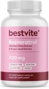 BESTVITE Resveratrol 700mg (120 κάψουλες χορτοφάγων) με εκχύλισμα ερυθρού οίνου & εκχύλισμα σπόρων σταφυλιών - Τυποποιημένο σε 50% TransResveratrol - Δεν Stearates - Vegan - Μη ΓΤΟ - Χωρίς γλουτένη