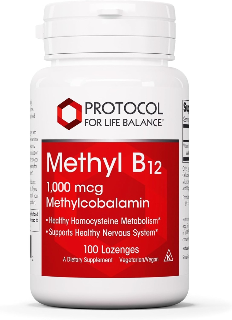 PROTOCOL FOR LIFE BALANCE Torch B12 1000 Live - Homocysteine Metabolism için B12 Vitamini - Beyin Sağlığı ve Sağlık Nervous Sistemi - Kosher, Halal & Vegan - 100 Lozenges
