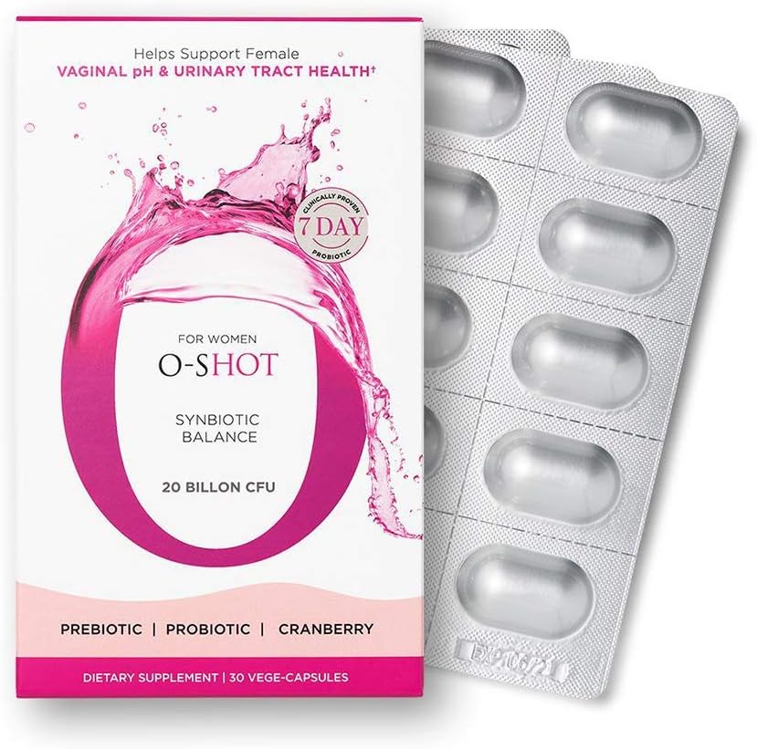 O-Shot (r Vegan Vaginal Probiyotik + Kadınlar için prebiyotik, Cranberry Extract, Chicory Root, Vaginal pH, Urinary Tract, Digestion, Bloating, Non Dairy, Non GMO, Gluten Free, 30 Vege-Capsules Root, Vaginal pH, Urinary Tract, Digestion, Bloating, Non Dairy, Non GMO, Gluten Free, 30 Vege-Capsules