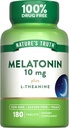Nature's Truth Melatonin Tabletleri | 10 mg | 180 Kont | L-Theanine | 100% Drug Free Supplement for Yetişkinler | Vegan, Non-GMO & Gluten Free Supplement