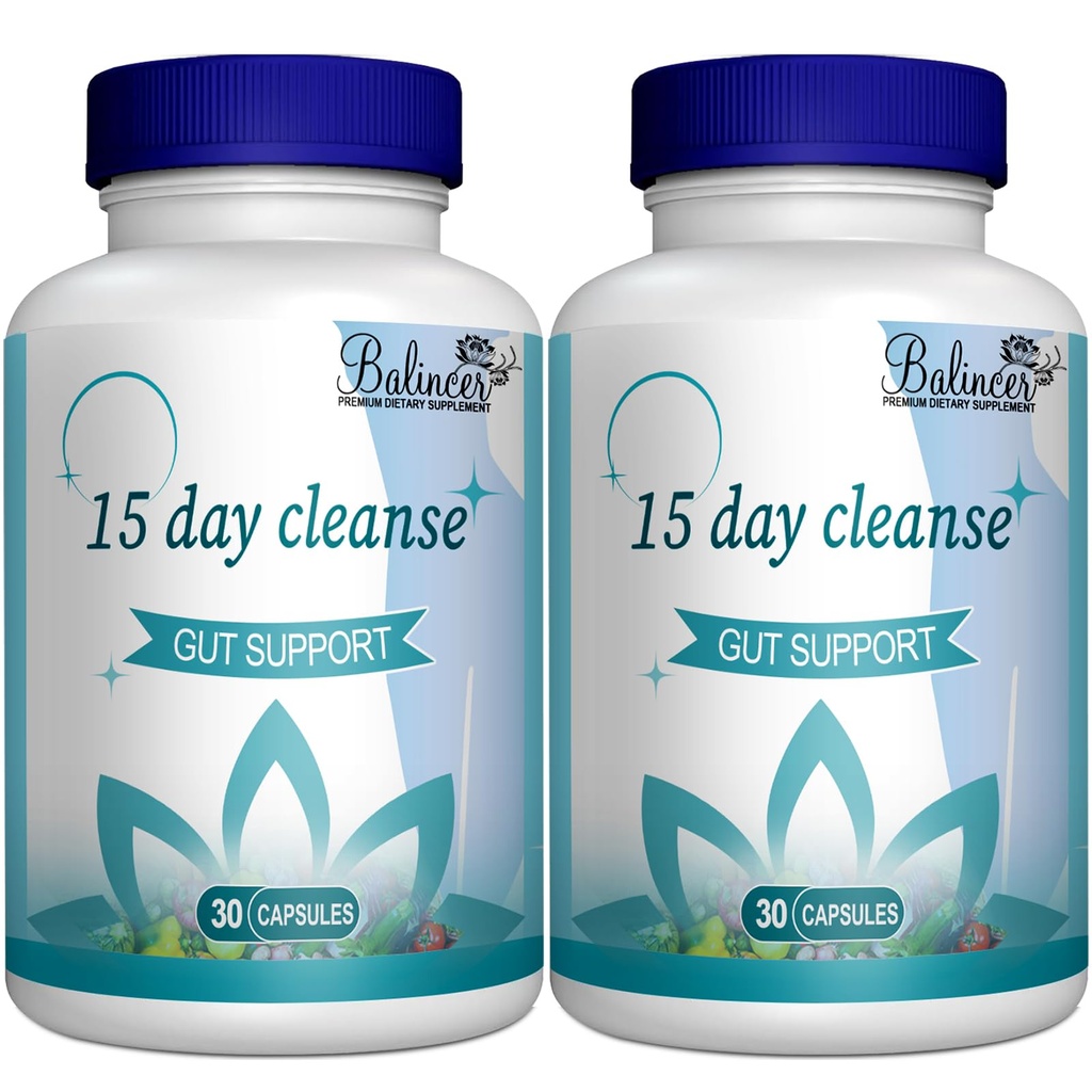 15 Gün Temiz, Gut ve Kolon Desteği, Senna, Cascara Sagrada & Psyllium Husk, Non-GMO, 30 Capsules