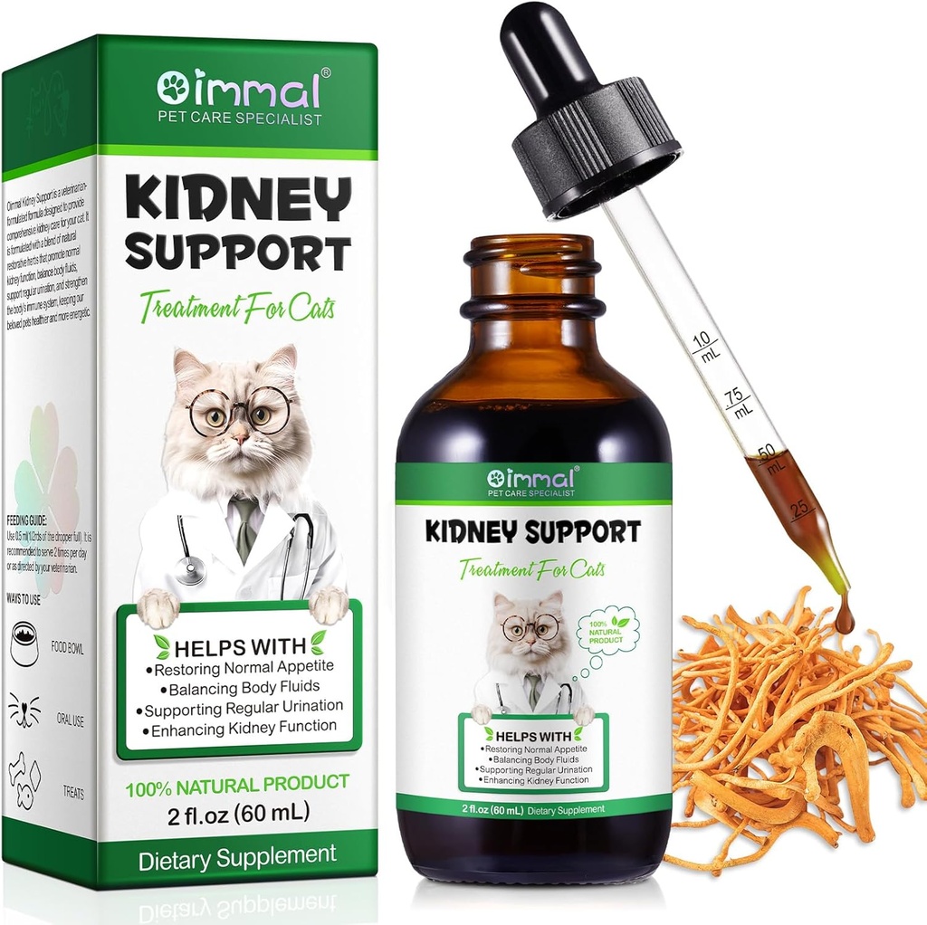 Kidney Cats için Destek, Cat Kidney Tedavi Desteği Düzenli olarak, Kidney Fonksiyonlarını güçlendirin, Increase Immunity, Herbal Supplement Supports Health Kidney Function- 60 ml/2fl.oz