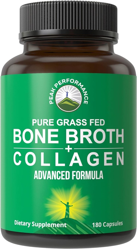 Κάψουλες Κολλαγόνου Οστού. 180 Χάπια Fed Grass Broth Collagen Protein Peptides. Περιέχει και τους 3 τύπους 1, 2, και 3.