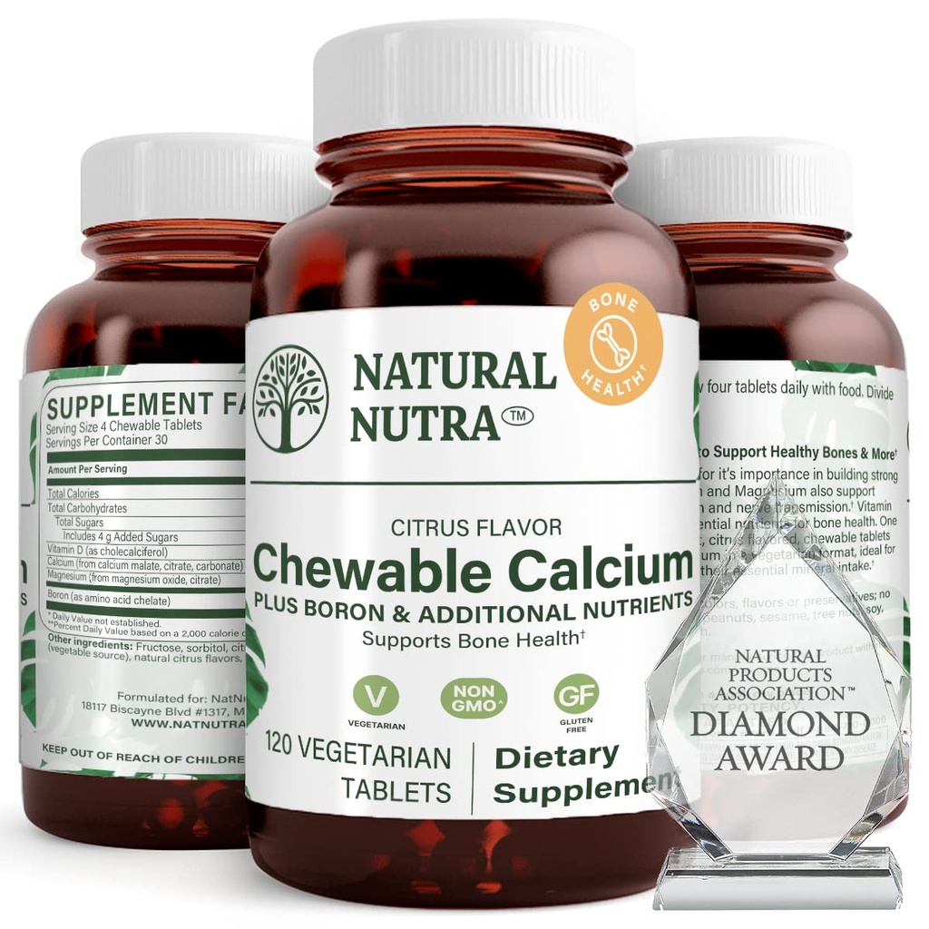 Kemik Gücü için Doğal Nutra Chewable Food Supplement, Kas Sağlığını Teşvik Ediyor, Gelişmiş Diş Sağlığına Yardımcı Ediyor, Nerve Health ve Cardiovascular Health, Bone Strength, 120 Tabletleri Geliştiriyor