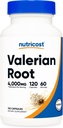 Nutricost Valerian Root Capsules (1000 mg Per Service) 120 Capsules - 4,000 mg Equivalent Per (4:1 Ekstraksiyon), Vejetaryen Caps, Gluten Free, Non-GMOMO
