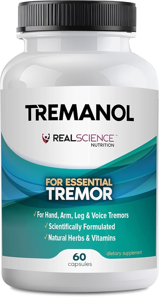 Tremanol Natural Aid Essential Tremor Relief Herbal Supplement for Neurology Support - Vitamin B2 & B12, Passionflower & Skullcap for Hand Tremor Aids - Made in USA, 60 Caps