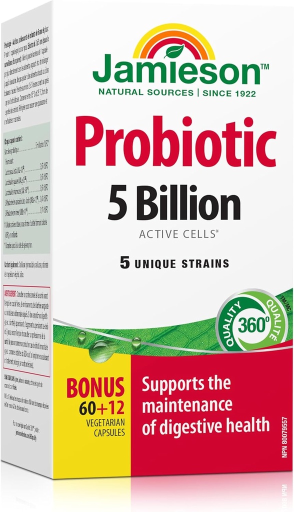 Jamieson Laboratuvarları Probiyotik 5 Milyar Düzenli Güç Supplement, 60 Count