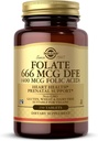 Solgar Folate 666 mcg DFE (Folic Acid 400 mcg) - 250 Tablet - Prenatal Destek - Non-GMO, Vegan, Gluten Ücretsiz, Süt Free, Kosher - 250 Hizmet
