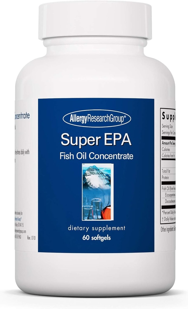 Alerji Araştırma Grubu Super EPA - Omega 3 Supplement, Fish Oil Mechanic, EPA, DHA, Omega 3 Fatty Asits, Sustainable-Kaynaklanan Anchovies - 60 Count Count Count