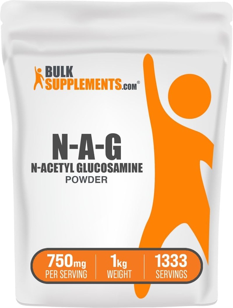 BulkSupplements.com N-Acetyl Glucosamine Toz - NAG Toz, Glucosamine 750 mg, Beslenme Tamamı - Gluten Free, 750 mg of per Service, 1kg (2.2 lbs) (Pazar 1)