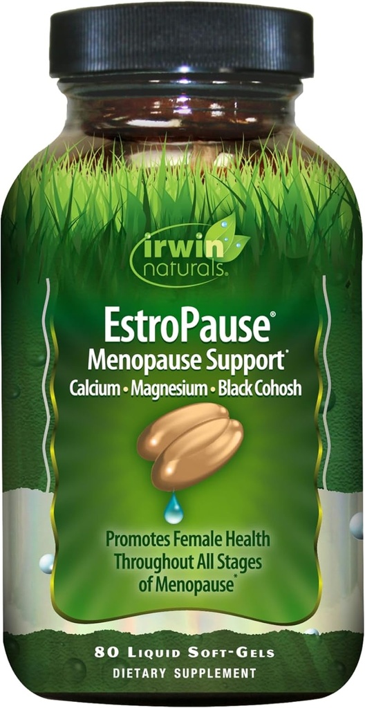 Irwin Naturals EstroPause Menopause Support - 80 Liquid Softgels - All Stages of Menopause withuba, Magnezyum & Black Cohosh