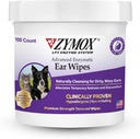 Zymox Advanced Enzymatic Ear Wipes for Dogs and Cats - for Dirty, Waxy, Koky Ears - Premium Strength Ear temizleyici Wipes - Non-Irritating - Hipoallergenic - 100 ctt