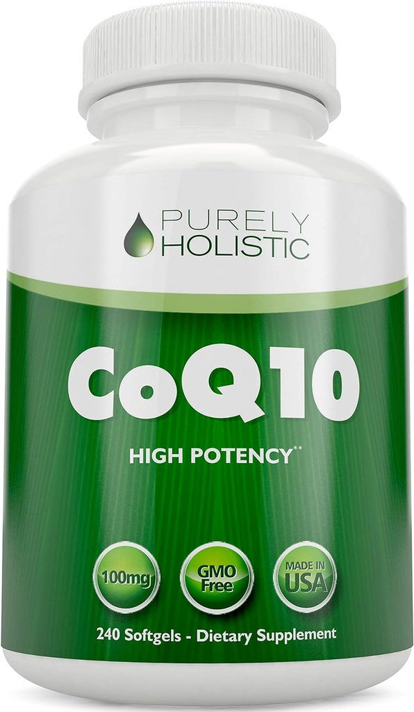 Safly Holistic CoQ10 100 mg - 240 SoftGels - 8 Ay Supply - Ubiquinone Coenzyme Q10 Supplement - Organik Zeytinyağı - Soy Free CoQ 10 - ABD'de Yap