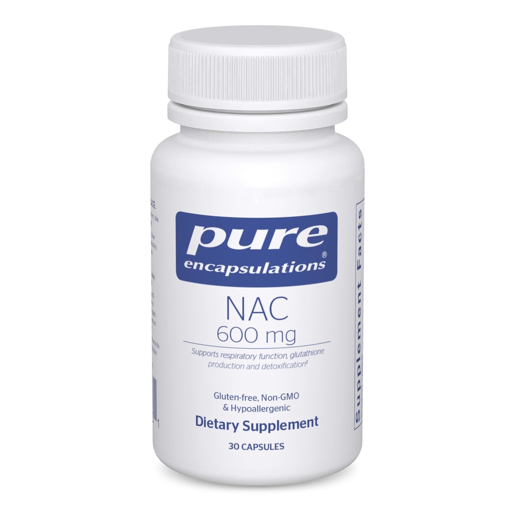 Pure Encapsulations NAC 600 mg - N-Acetyl Cysteine NAC Supplement for Lung Health & Immune Support, Liver Support & Antioksis* - Freeform N-Acetyl-L-Cysteine - 30 Capsules