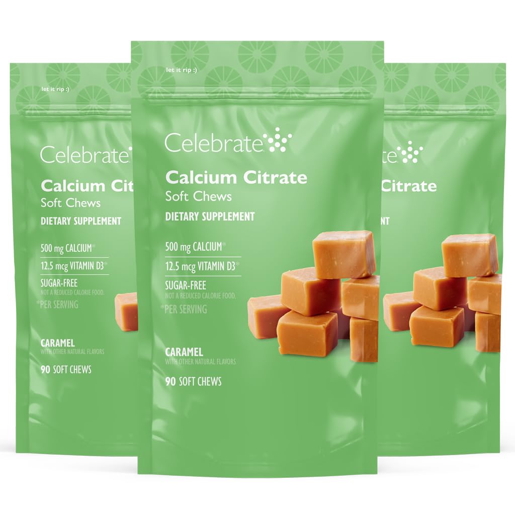Vitamin Bariatrik 500 mguba Citrate Soft Chews with 500 IU Vitamin D3 – Gastrik Bypass Hastaları ve Bone Health - Sugar & Gluten Free, Caramel (270 Chews)
