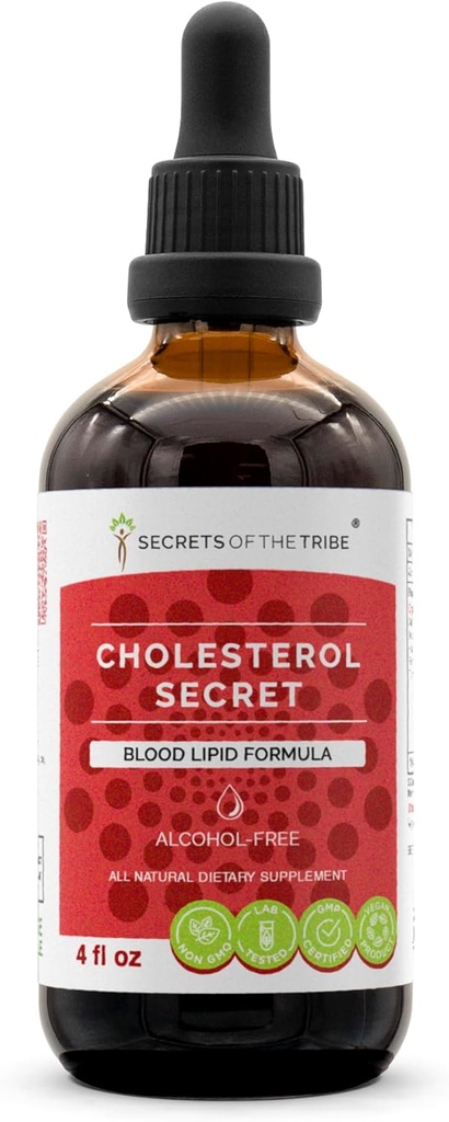Μυστικά της Φυλής - Cholesterol Secret, Blood Lipid Formula, βοτανικό συμπλήρωμα Μείγμα σταγόνες αλκοόλ-ελεύθερο υγρό εκχύλισμα 4 fl oz