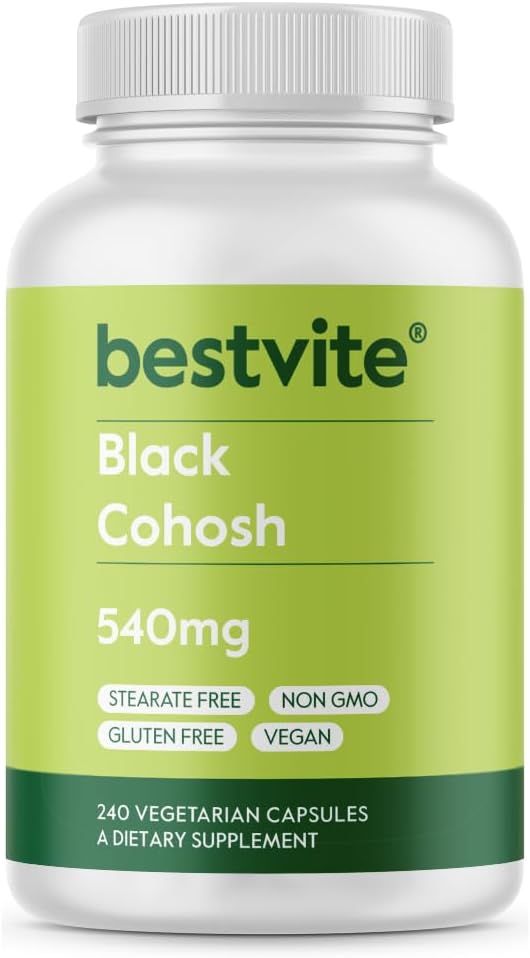 BESTVITE Black Cohosh 540 mg (240 Vejetaryen Capsules) - No Stearates - No Fillers - Vegan - Non GMO - Gluten Free